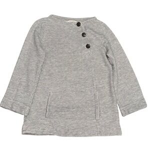 Soft Surroundings Gray Waffle Knit Asymmetrical Button Tunic Sweater Womens M